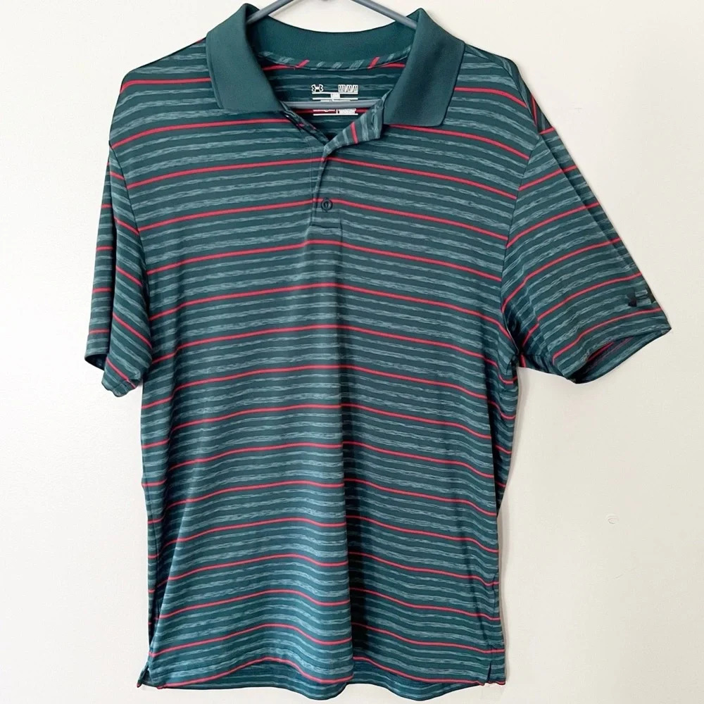 Men’s Under Armour Golf Polo Shirt Loose Fit Athletic Golf Shirt Collared Green - Picture 8 of 8